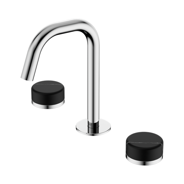 Nero Serenity Basin Set Edge Spout With Marquina Black Handle Chrome - 24D119CH