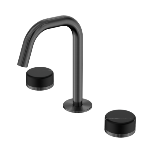 Nero Serenity Basin Set Edge Spout With Marquina Black Handle Gun Metal - 24D119GM