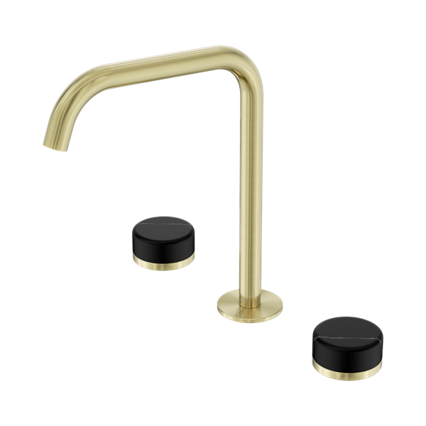 Nero Serenity Bath/Kitchen Set Edge Spout With Marquina Black Handle Brushed Gold - 24D120BG
