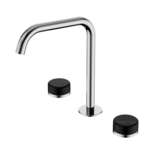 Nero Serenity Bath/Kitchen Set Edge Spout With Marquina Black Handle Chrome - 24D120CH