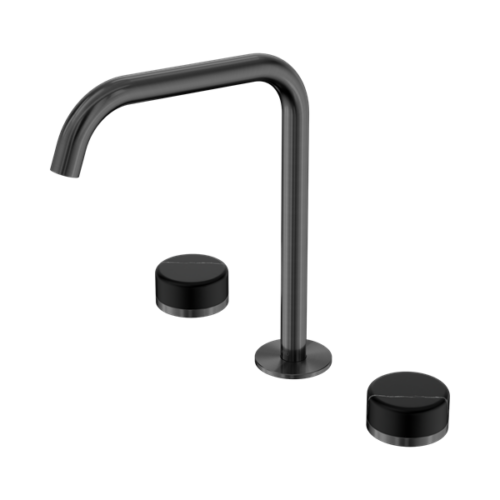 Nero Serenity Bath/Kitchen Set Edge Spout With Marquina Black Handle Gun Metal - 24D120GM