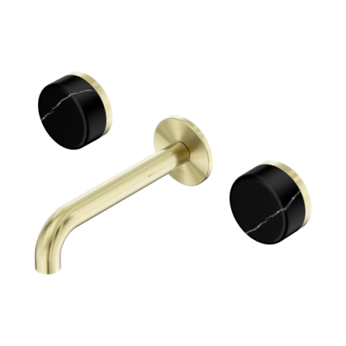 24D121BG-Serenity-Wall-Basin-Set-160mm-Spout-With-Marquina-Black-Handle-Brushed-Gold-Thumb.png Nero Serenity Wall Basin Set 160mm Spout With Marquina Black Handle Brushed Gold - 24D121BG