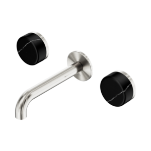 Nero Serenity Wall Basin Set 160mm Spout With Marquina Black Handle Brushed Nickel - 24D121BN
