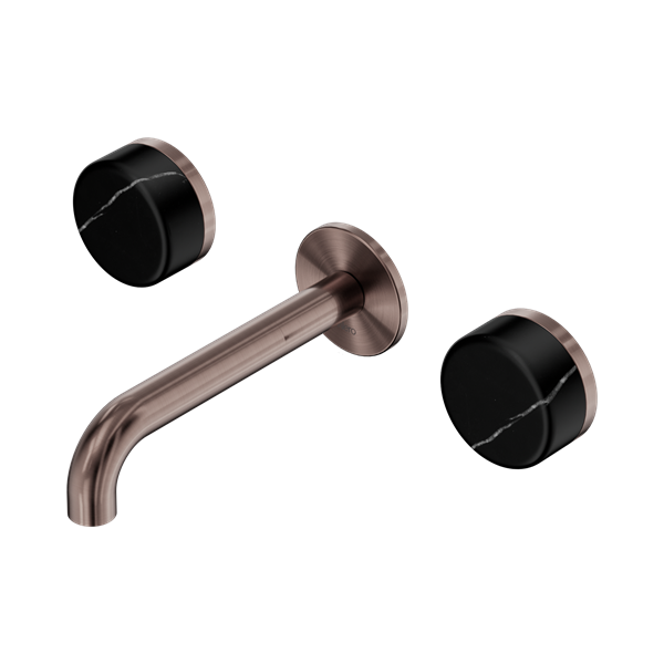 Nero Serenity Wall Basin Set 160mm Spout With Marquina Black Handle Brushed Bronze - 24D121BZ