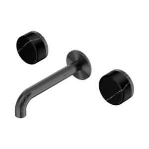 Nero Serenity Wall Basin Set 160mm Spout With Marquina Black Handle Gun Metal - 24D121GM