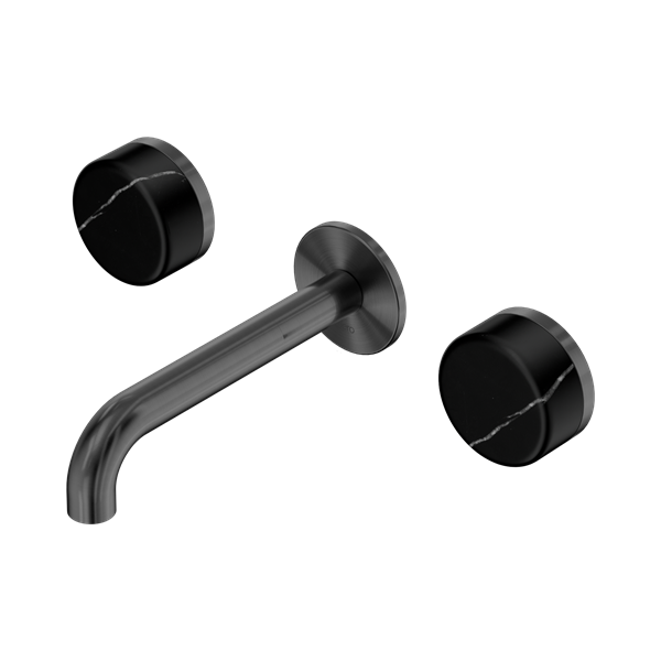 Nero Serenity Wall Basin Set 160mm Spout With Marquina Black Handle Gun Metal - 24D121GM