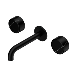 Nero Serenity Wall Basin Set 160mm Spout With Marquina Black Handle Matte Black - 24D121MB