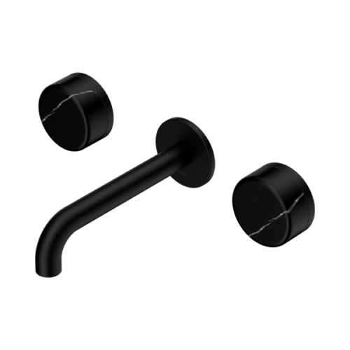24D121MB-Serenity-Wall-Basin-Set-160mm-Spout-With-Marquina-Black-Handle-Matte-Black-Thumb.png Nero Serenity Wall Basin Set 160mm Spout With Marquina Black Handle Matte Black - 24D121MB