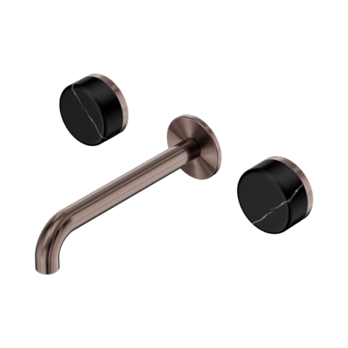 24D122BZ-Serenity-Wall-Basin-Set-185mm-Spout-With-Marquina-Black-Handle-Brushed-Bronze-Thumb.png Nero Serenity Wall Basin Set 185mm Spout With Marquina Black Handle Brushed Bronze - 24D122BZ