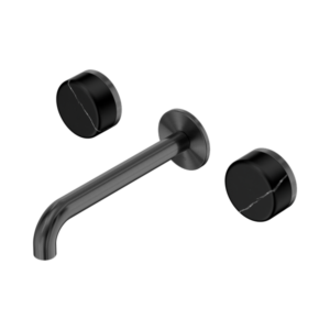 Nero Serenity Wall Basin Set 185mm Spout With Marquina Black Handle Gun Metal - 24D122GM