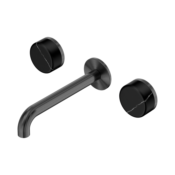 Nero Serenity Wall Basin Set 185mm Spout With Marquina Black Handle Gun Metal - 24D122GM