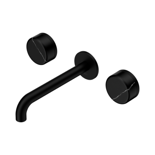 24D122MB-Serenity-Wall-Basin-Set-185mm-Spout-With-Marquina-Black-Handle-Matte-Black-Thumb.png Nero Serenity Wall Basin Set 185mm Spout With Marquina Black Handle Matte Black - 24D122MB