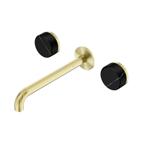 24D123BG-Serenity-Wall-Basin-Set-220mm-Spout-With-Marquina-Black-Handle-Brushed-Gold-Thumb.png Nero Serenity Wall Basin Set 220mm Spout With Marquina Black Handle Brushed Gold - 24D123BG