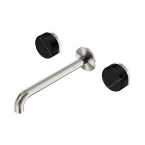 Nero Serenity Wall Basin Set 220mm Spout With Marquina Black Handle Brushed Nickel - 24D123BN