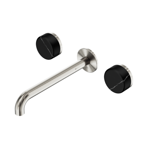 24D123BN-Serenity-Wall-Basin-Set-220mm-Spout-With-Marquina-Black-Handle-Brushed-Nickel-Thumb.png Nero Serenity Wall Basin Set 220mm Spout With Marquina Black Handle Brushed Nickel - 24D123BN