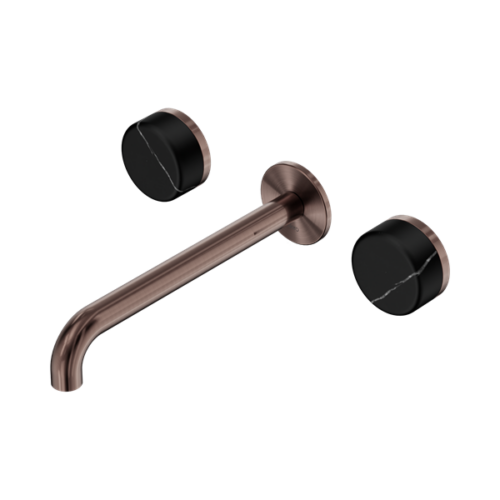 24D123BZ-Serenity-Wall-Basin-Set-220mm-Spout-With-Marquina-Black-Handle-Brushed-Bronze-Thumb.png Nero Serenity Wall Basin Set 220mm Spout With Marquina Black Handle Brushed Bronze - 24D123BZ