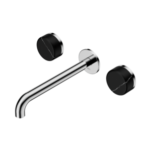 Nero Serenity Wall Basin Set 220mm Spout With Marquina Black Handle Chrome - 24D123CH