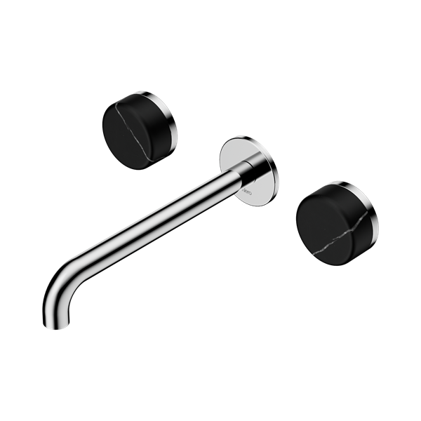 Nero Serenity Wall Basin Set 220mm Spout With Marquina Black Handle Chrome - 24D123CH
