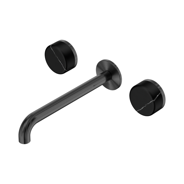 Nero Serenity Wall Basin Set 220mm Spout With Marquina Black Handle Gun Metal - 24D123GM