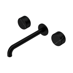 Nero Serenity Wall Basin Set 220mm Spout With Marquina Black Handle Matte Black - 24D123MB