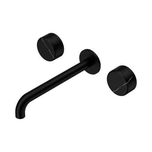 24D123MB-Serenity-Wall-Basin-Set-220mm-Spout-With-Marquina-Black-Handle-Matte-Black-Thumb.png Nero Serenity Wall Basin Set 220mm Spout With Marquina Black Handle Matte Black - 24D123MB