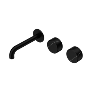 Nero Serenity Wall Basin Set 160mm Offset Spout With Marquina Black Handle Matte Black - 24D124MB