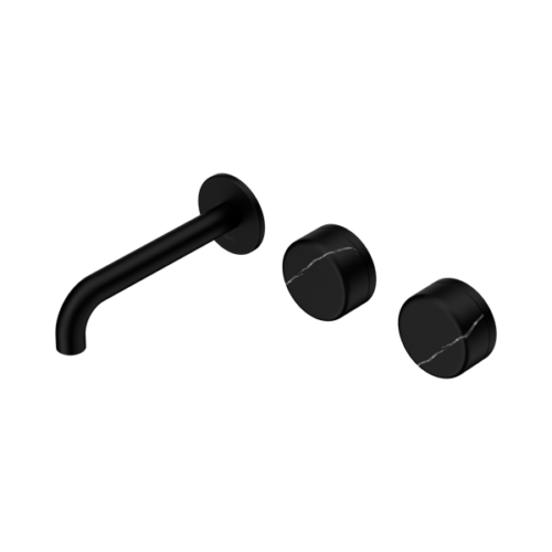 24D124MB-Serenity-Wall-Basin-Set-160mm-Offset-Spout-With-Marquina-Black-Handle-Matte-Black-Thumb.png Nero Serenity Wall Basin Set 160mm Offset Spout With Marquina Black Handle Matte Black - 24D124MB