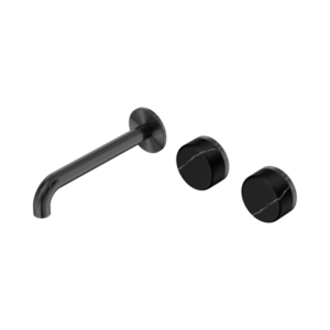 Nero Serenity Wall Basin Set 185mm Offset Spout With Marquina Black Handle Gun Metal - 24D125GM