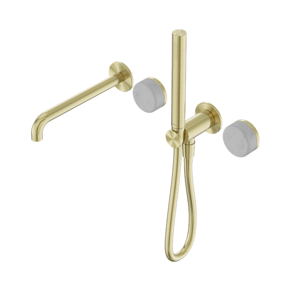 Nero Serenity Progressive Shower System With Spout With Carrara Handle And Slim Shower Brushed Gold - 24E007BG
