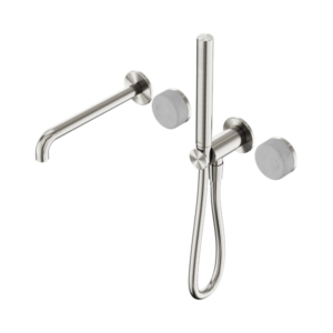 Nero Serenity Progressive Shower System With Spout With Carrara Handle And Slim Shower Brushed Nickel - 24E007BN