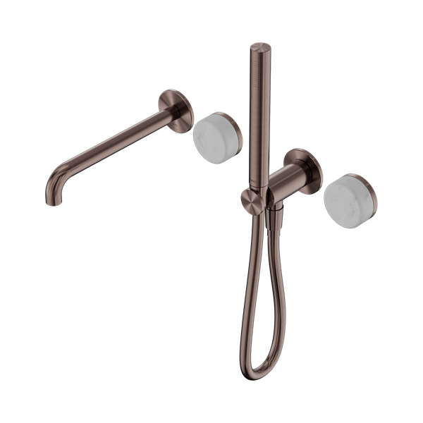 Nero Serenity Progressive Shower System With Spout With Carrara Handle And Slim Shower Brushed Bronze - 24E007BZ