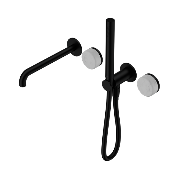 Nero Serenity Progressive Shower System With Spout With Carrara Handle And Slim Shower Matte Black - 24E007MB