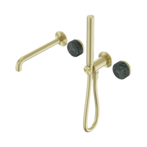 Nero Serenity Progressive Shower System With Spout With Verde Alpi Handle And Slim Shower Brushed Gold - 24E008BG