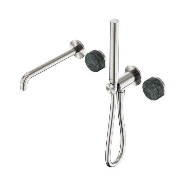 Nero Serenity Progressive Shower System With Spout With Verde Alpi Handle And Slim Shower Brushed Nickel - 24E008BN