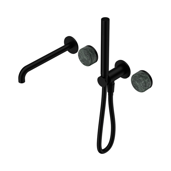 Nero Serenity Progressive Shower System With Spout With Verde Alpi Handle And Slim Shower Matte Black - 24E008MB