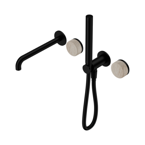 24E009MB-Serenity-Progressive-Shower-System-With-Spout-With-Rome-Travertine-Handle-And-Slim-Shower-Matte-Black-Thumb.png Nero Serenity Progressive Shower System With Spout With Rome Travertine Handle And Slim Shower Matte Black - 24E009MB