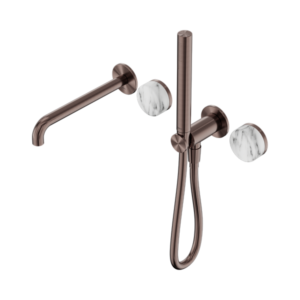 Nero Serenity Progressive Shower System With Spout With Arabescato Corchia Handle And Slim Shower Brushed Bronze - 24E010BZ