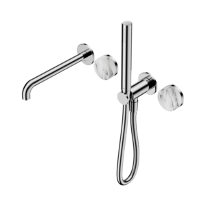Nero Serenity Progressive Shower System With Spout With Arabescato Corchia Handle And Slim Shower Chrome - 24E010CH