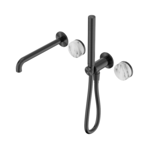 Nero Serenity Progressive Shower System With Spout With Arabescato Corchia Handle And Slim Shower Gun Metal - 24E010GM