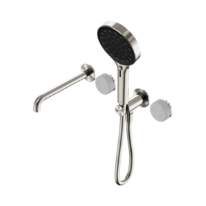 Nero Serenity Progressive Shower System With Spout With Carrara Handle And Serenity Hand Shower Brushed Nickel - 24E013BN