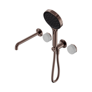 Nero Serenity Progressive Shower System With Spout With Carrara Handle And Serenity Hand Shower Brushed Bronze - 24E013BZ
