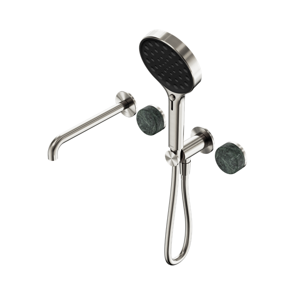 Nero Serenity Progressive Shower System With Spout With Verde Alpi Handle And Serenity Hand Shower Brushed Nickel - 24E014BN