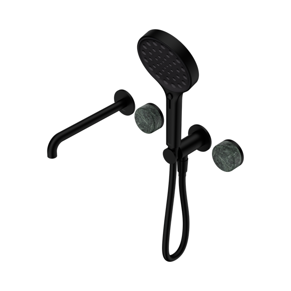 Nero Serenity Progressive Shower System With Spout With Verde Alpi Handle And Serenity Hand Shower Matte Black - 24E014MB