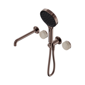 Nero Serenity Progressive Shower System With Spout With Rome Travertine Handle And Serenity Hand Shower Brushed Bronze - 24E015BZ
