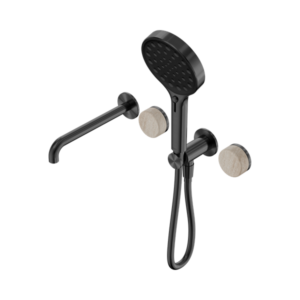 Nero Serenity Progressive Shower System With Spout With Rome Travertine Handle And Serenity Hand Shower Gun Metal - 24E015GM