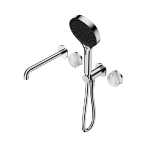 Nero Serenity Progressive Shower System With Spout With Arabescato Corchia Handle And Serenity Hand Shower Chrome - 24E016CH