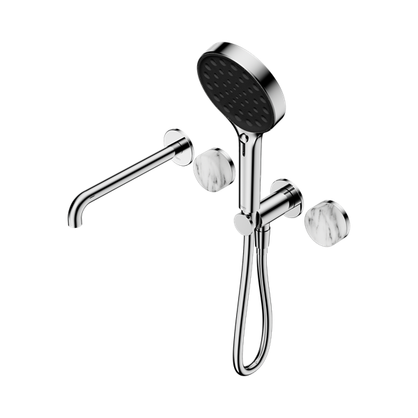 Nero Serenity Progressive Shower System With Spout With Arabescato Corchia Handle And Serenity Hand Shower Chrome - 24E016CH