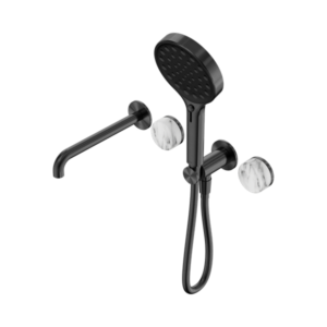 Nero Serenity Progressive Shower System With Spout With Arabescato Corchia Handle And Serenity Hand Shower Gun Metal - 24E016GM
