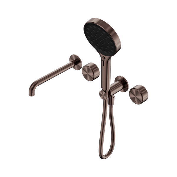 Nero Serenity Progressive Shower System With Spout With Metal Handle And Serenity Hand Shower Brushed Bronze - 24E018BZ