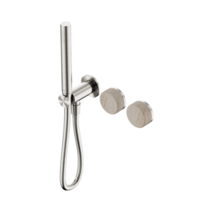 Nero Serenity Progressive Shower System With Rome Travertine Handle And Slim Shower Brushed Nickel - 24E021BN